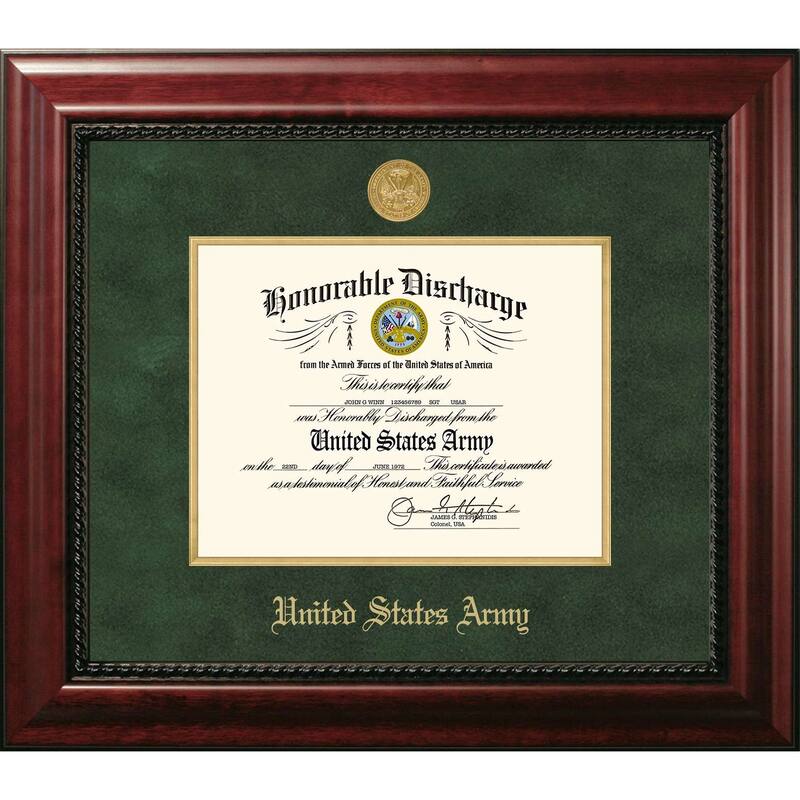 Patriot Frames Army 8.5x11 Discharge Executive Frame with Gold Medallion and Gold Fillet