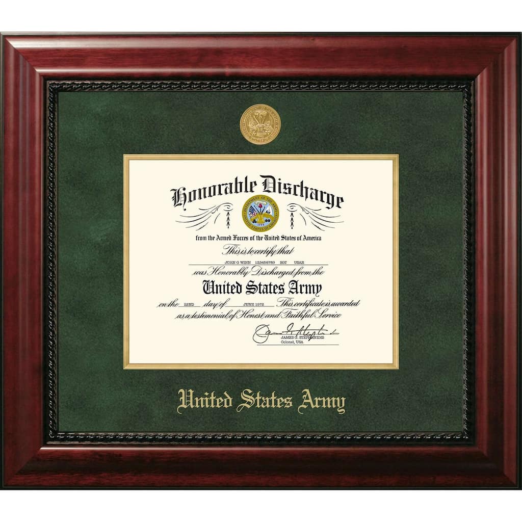 Patriot Frames Army 8.5x11 Discharge Executive Frame with Gold Medallion and Gold Fillet