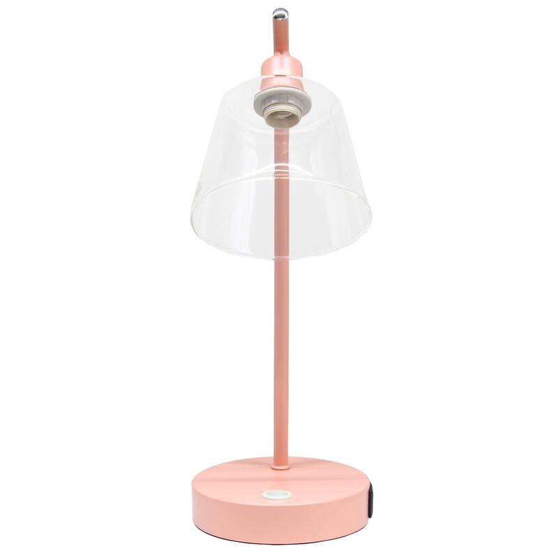 Curved Arm Desk Lamp with Glass Shade - 15.75" - Pink
