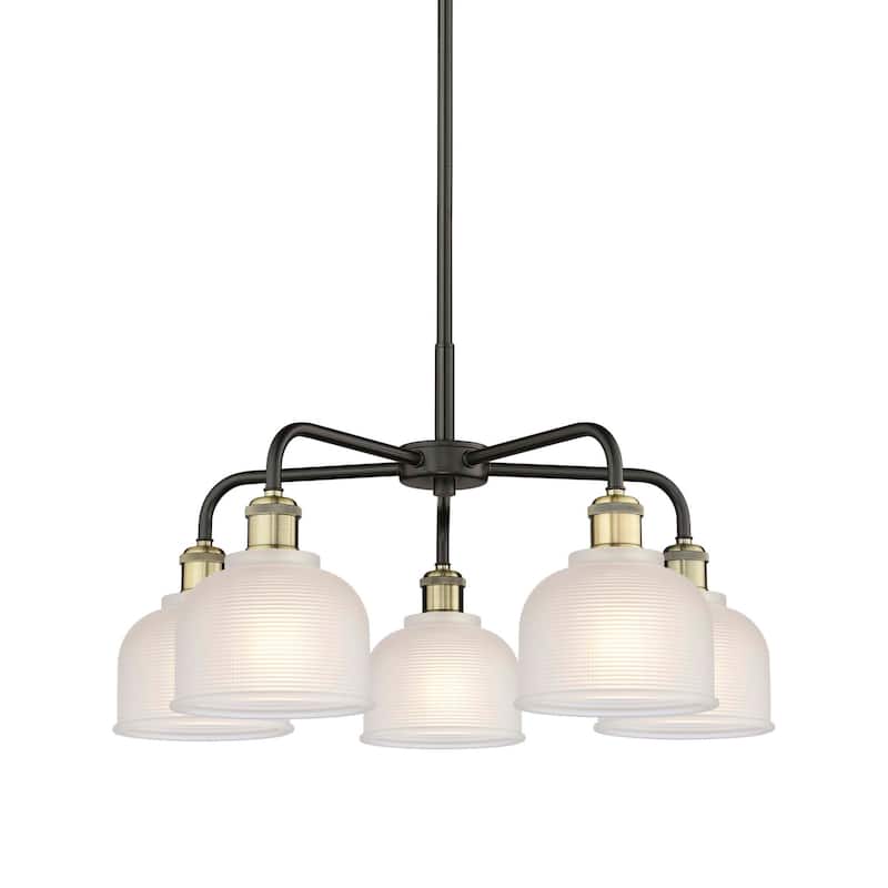 Innovations Lighting 516-5CR-15-24 Dayton Chandelier Dayton 5 Light - Black Antique Brass / White