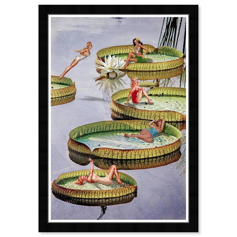 Wynwood Studio Prints Fashion and Glam Going For A Swim Green and Dark Purple Modern & Contemporary Wall Art Canvas Print