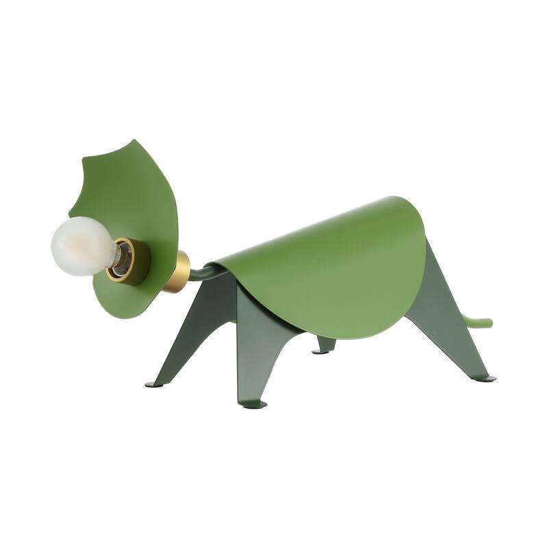 Bradley 7.5" Modern Industrial Iron Triceratops LED Kids' Lamp, Green by JONATHAN Y