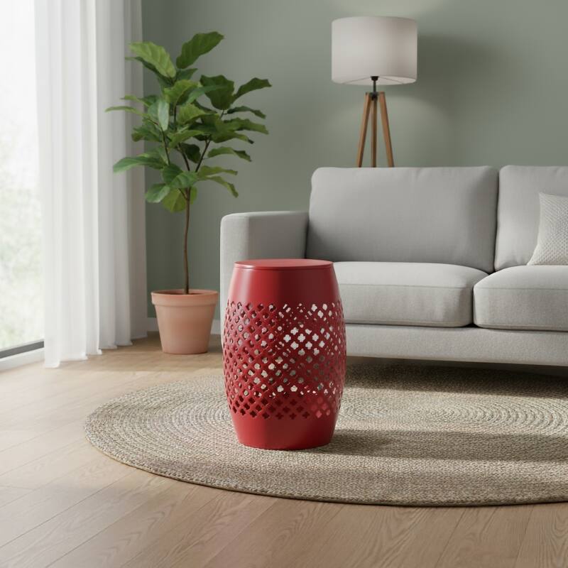 Outdoor Lace Cut Side Table - Red