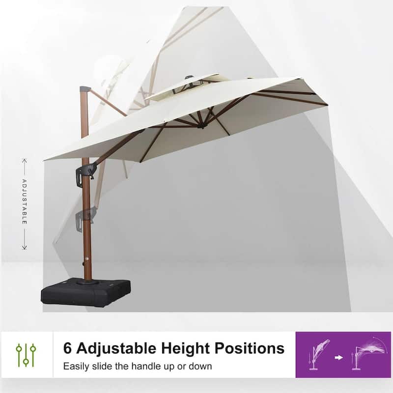 PURPLE LEAF 10ft Square Wood Pattern Patio Cantilever Umbrella