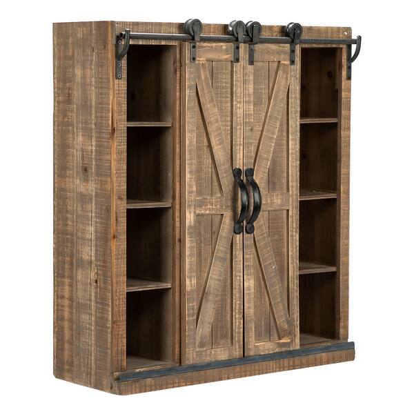 Shop Black Friday Deals On Wooden Wall Mounted Cabinet Double Sliding Barn Double Door Farmhouse Storage Cabinet On Sale Overstock 31644247