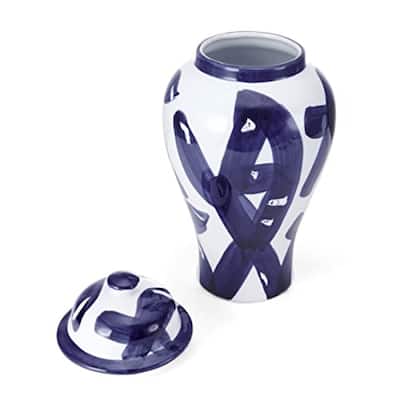 Mikasa Blue and White Ceramic Ginger Jar