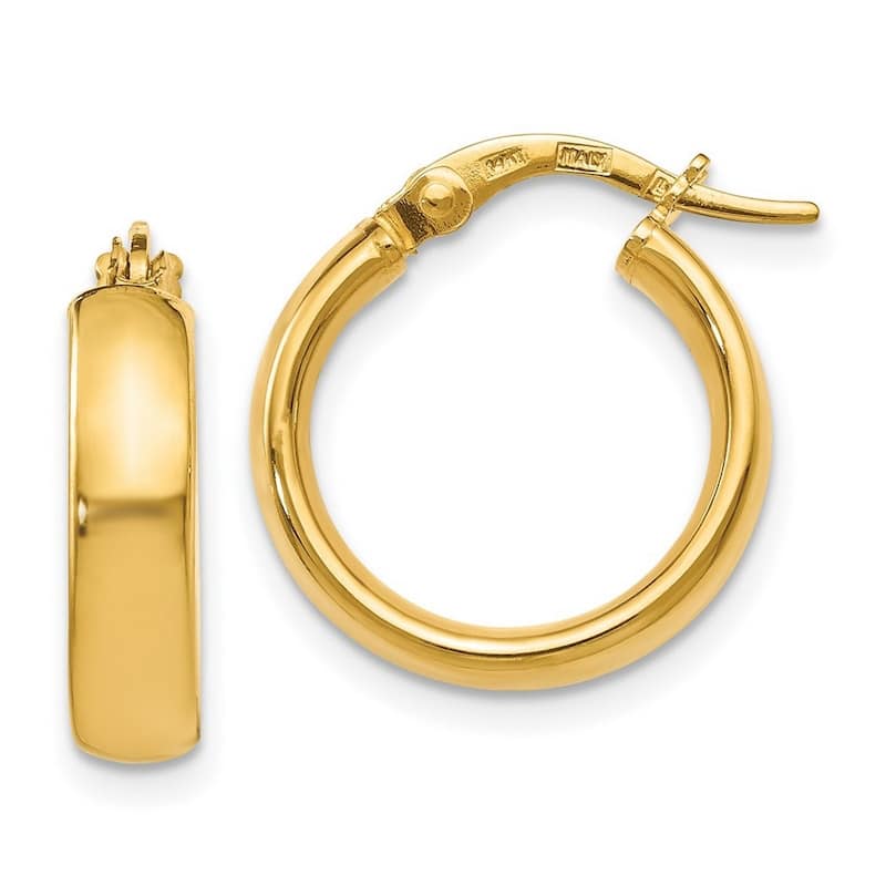Curata 14k Yellow Gold Polished 18x4mm Domed Classic Earrings