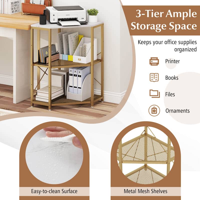 Costway Corner Printer Stand with Charging Station Adjustable Metal - See Details