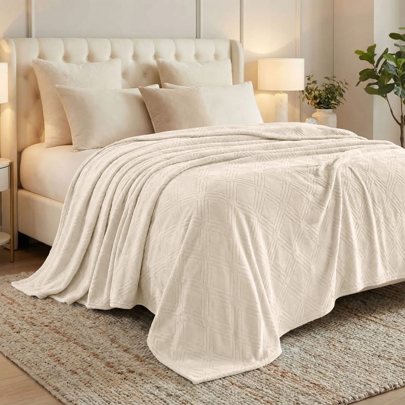 Superior Alaska Quilted Diamond Plush Fleece Blanket For Couch or Bed