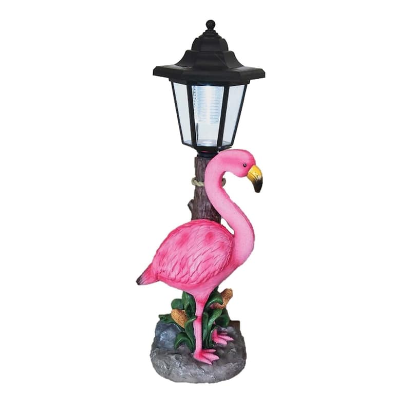 16" Flamingo Solar Light Post