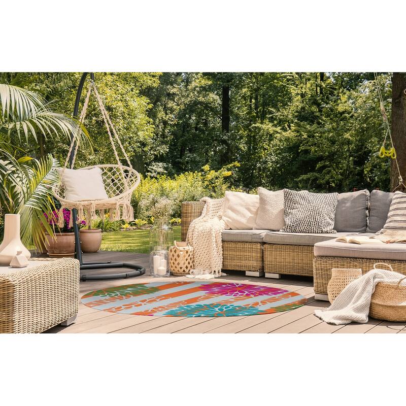 Flower Bursts Spring Chenille Indoor/Outdoor Rug