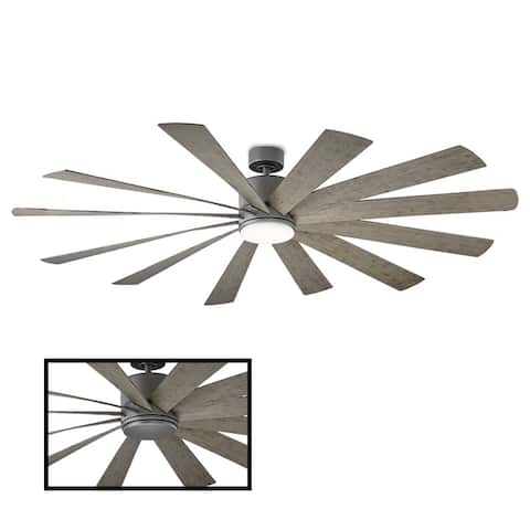 Windflower 80 Inch 12 Blade Indoor / Outdoor Smart Ceiling Fan with Six Speed DC Motor and LED Light.