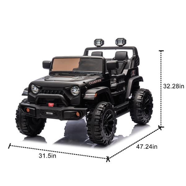 dimension image slide 3 of 4, 2-seater Kids Ride On Electric Car W/parents control,light&rear searchlight,Power display, Four-wheel suspension Pink