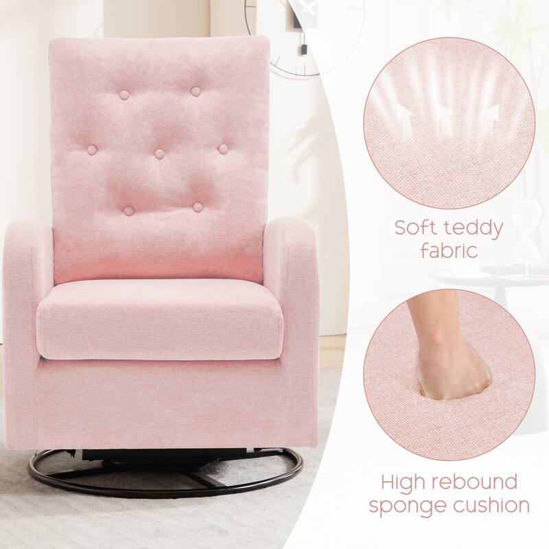 HOMYKA Swivel Rocking Upholstered Armchair Nursery Glider Linen Accent Chairs