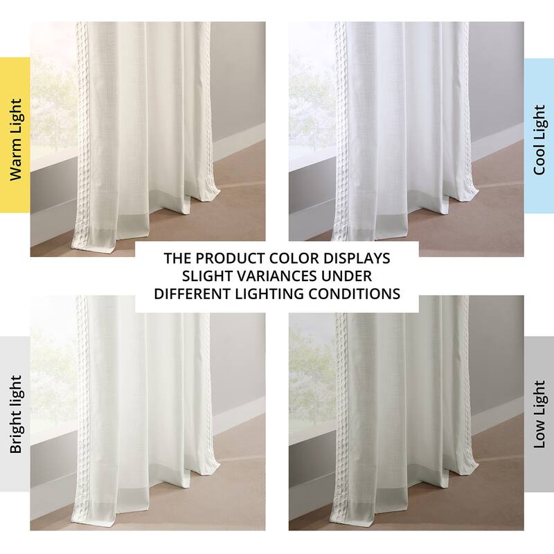 Exclusive Fabrics Bordered Textured Cotton Curtains For Bedroom & Living Room Curtains - Single Panel Drapes