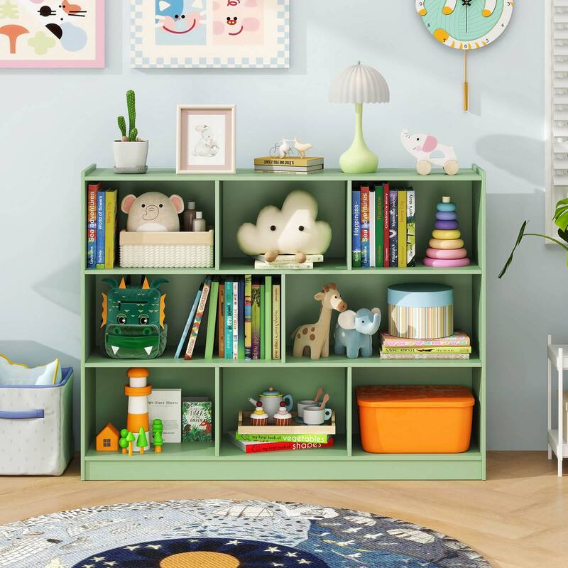 Costway 3-tier Open Bookcase 8-Cube Bookshelf Storage Display Cabinet - 48'' x 12.5'' x 36.5''