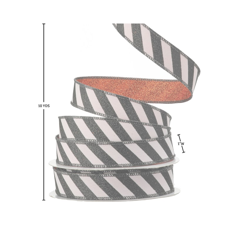 1"x10Y Glitter Stripe Halloween Ribbon