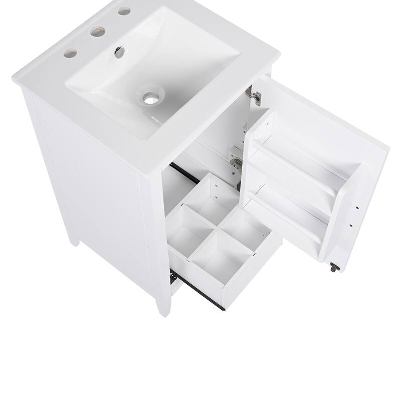 Bathroom Vanity with Sink,Door Shelf,Soft-closing Door