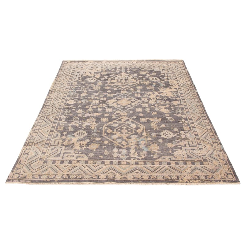 ECARPETGALLERY Hand-knotted Jules Serapi Dark Grey Wool Rug - 7'10 x 9'9