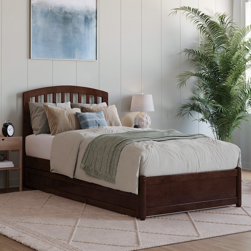 Lucia Platform Bed with Panel Footboard and Twin XL Trundle