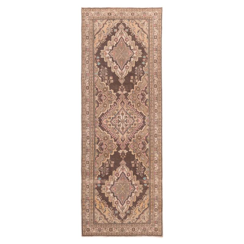 ECARPETGALLERY Hand-knotted Antalya Vintage Brown Wool Rug - 3'6 x 10'2