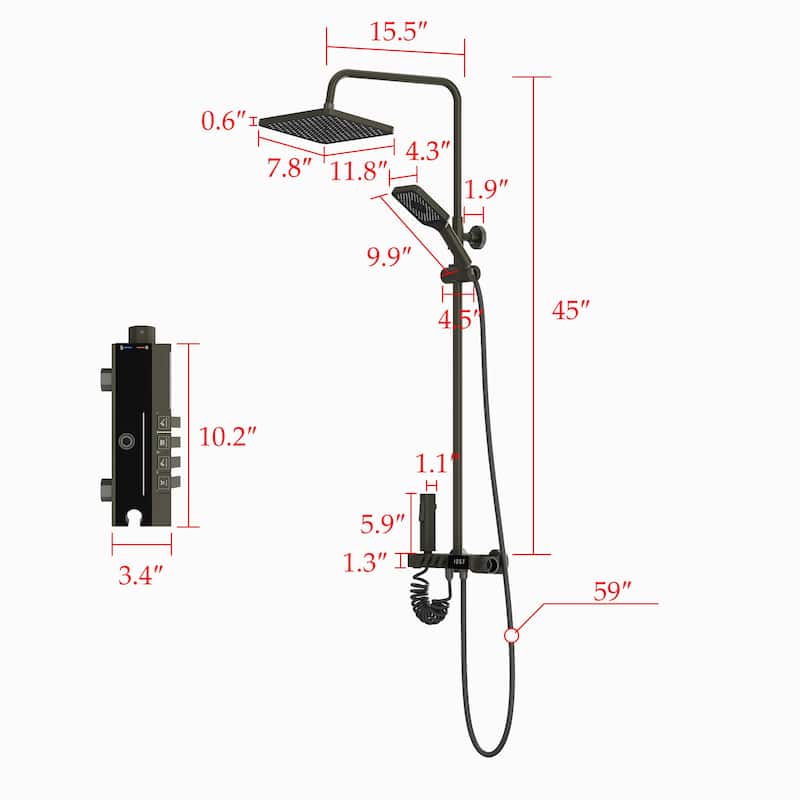 Shower System Shower Faucets Set Complete Digital Temperature Display