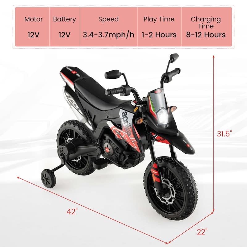 12V Licensed Aprilia Kids Ride On Motorcycle Electric Dirt Bike