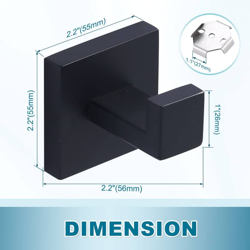 WOWOW J-Hook Wall Mount Robe/Towel Hook 4PCS