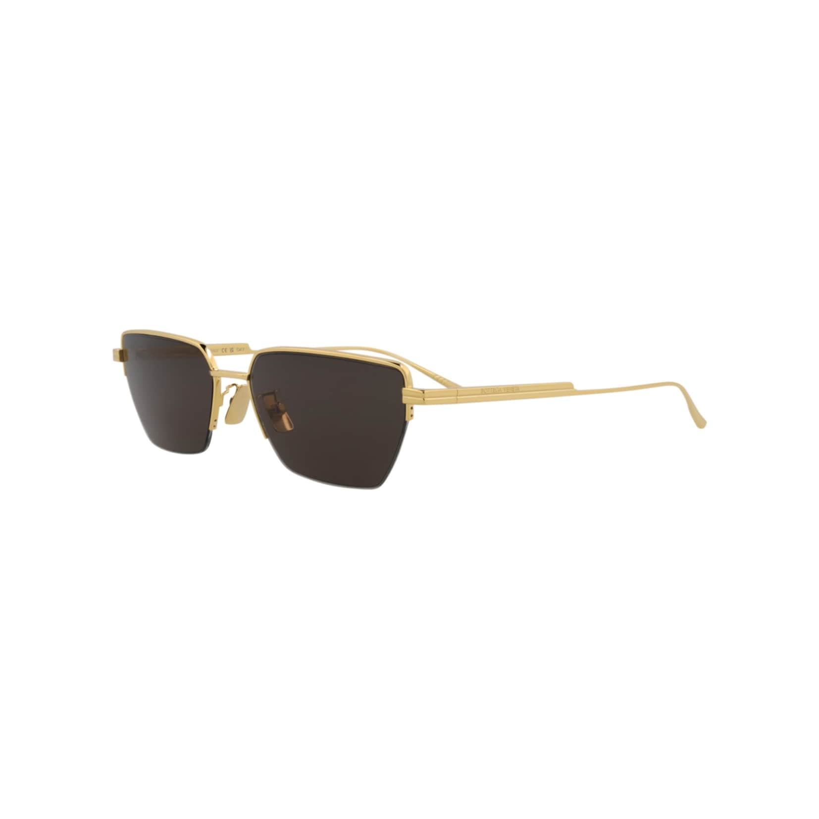 Bottega Veneta Square-Frame Metal Sunglasses - Gold Gold Grey