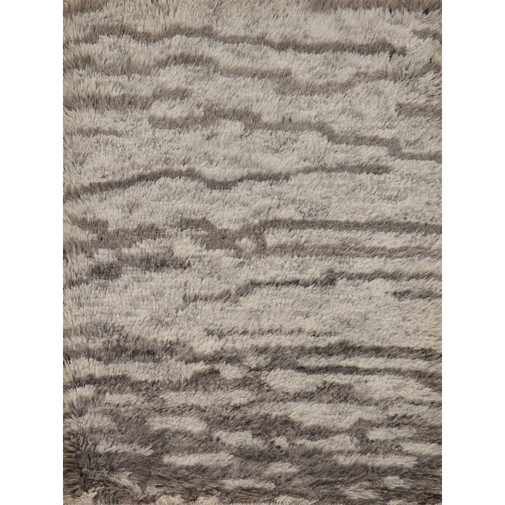 Abstract Moroccan Indian Accent Rug Handmade Beige Wool Carpet - 2'0"x 3'0"