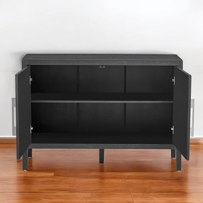 Storage Cabinet Sideboard with 2 Metal Handles, 2 Doors, and Adjustable Shelf for Living Room, Entryway, or Hallway