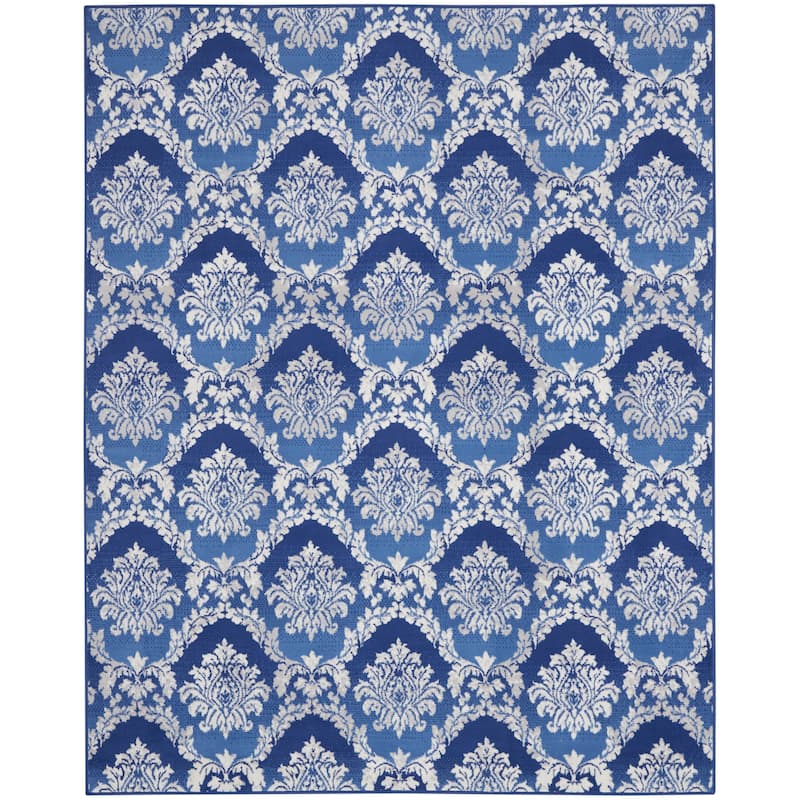 Nourison Whimsicle Boho French Country Floral Blue Ivory Area Rug