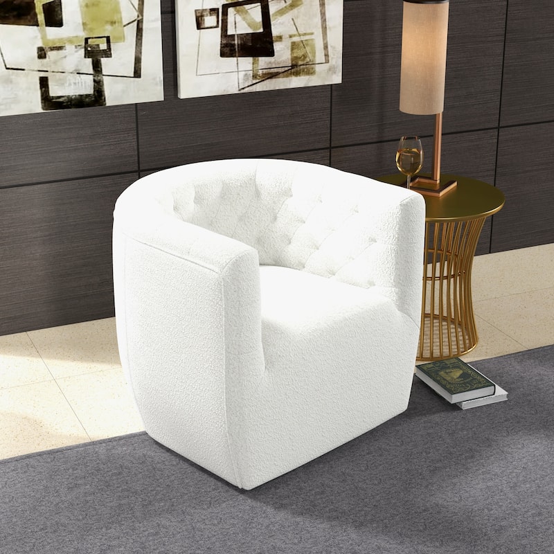 Luxor Mid Century Modern Swivel Accent Comfy Chair - Cream Boucle