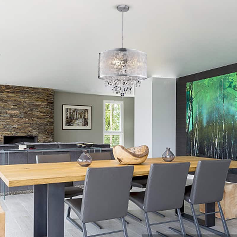 Iris 4-light Metal and Crystal Drum Chandelier