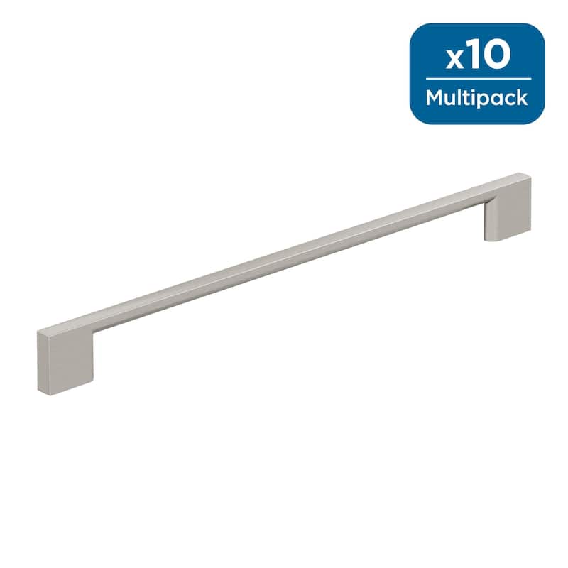 Amerock Cityscape Cabinet or Furniture Pull - 10-1/16 inch (256mm) Center-to-Center - Satin Nickel