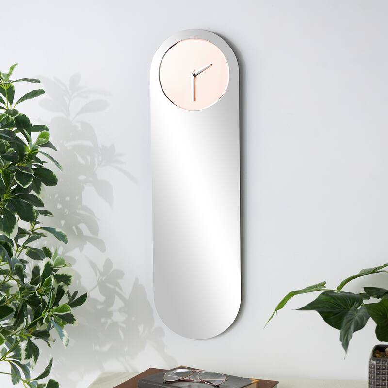 Silver Glass Decorative Wall Clock with Blue, Purple or Pink Clock Face