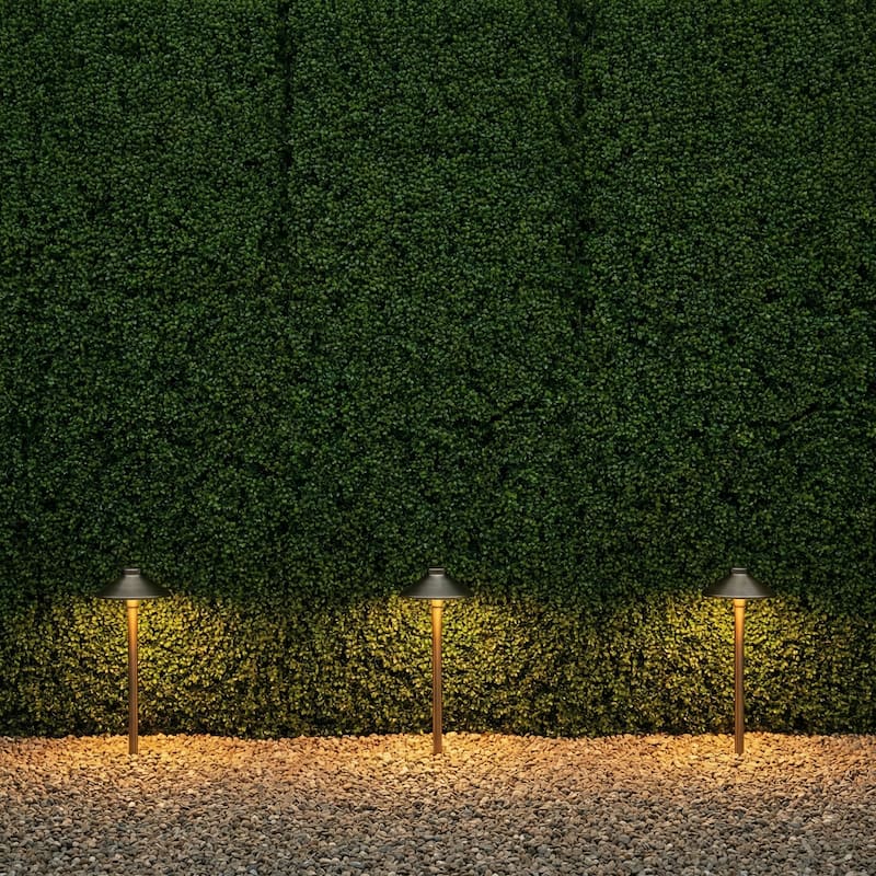 18" Antique Brass Cast Brass Path Light 6" Hat, IP65 Weatherproof, G4 Bulb Compatible - Antique brass