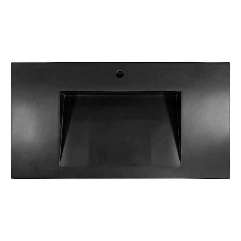 Audrey 36" - 72" Solid Surface Bathroom Vanity Top - 36" - Black