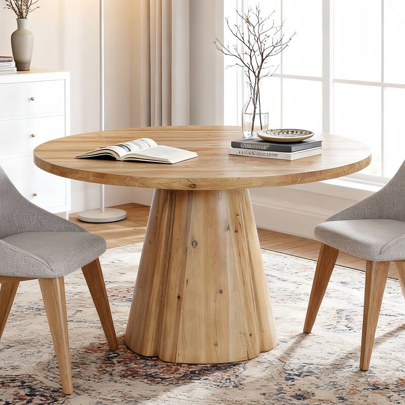 47.24" Solid Wood Round Conference Table for 4-6