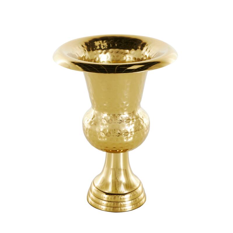 Gold or Silver Aluminum Metal Goblet Inspired Hammered Vase