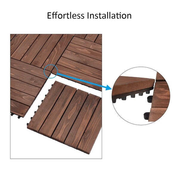 12x12 Acacia Wood Outdoor Flooring Interlocking Patio Tiles Deck
