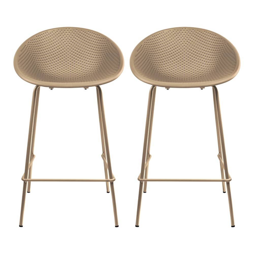 Set of 2 Counter height Bar Stools For Kitchen Egg Shaped Oval Seat Circle Dots Round Pattern for Indoor Outdoor