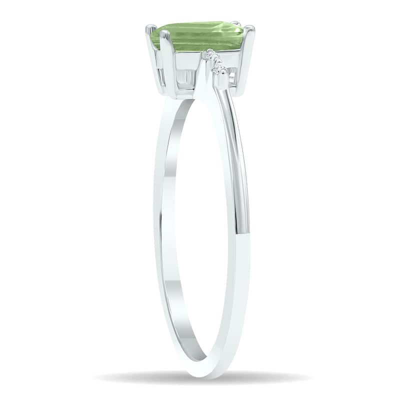 Women's Green Amethyst and Diamond Sparkle Ring in 10K White Gold