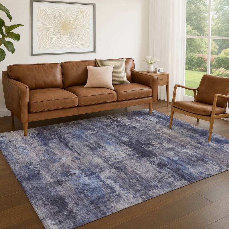 Machine Washable Indoor/ Outdoor Modern Solid Chantille Rug
