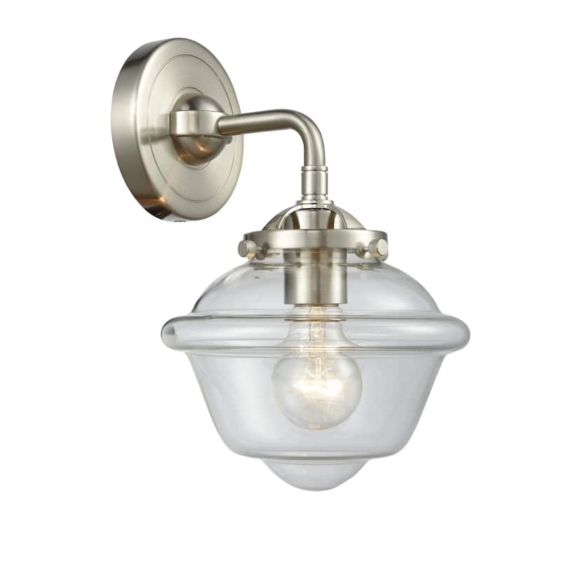 Innovations Lighting Small Oxford Single Light 9" Tall Bathroom Sconce - Brushed Satin Nickel / Clear
