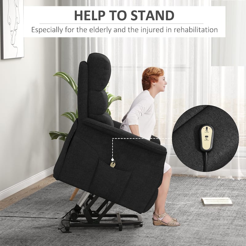 Power Lift Massage Recliner Chair with Adjustable Backrest and Lumbar Support Dual Remotes