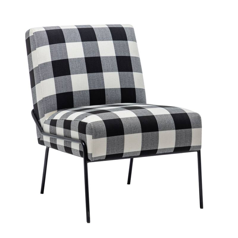 Carbon Loft Hofstetler Armless Accent Chair - Black/White Plaid Without Pintuck