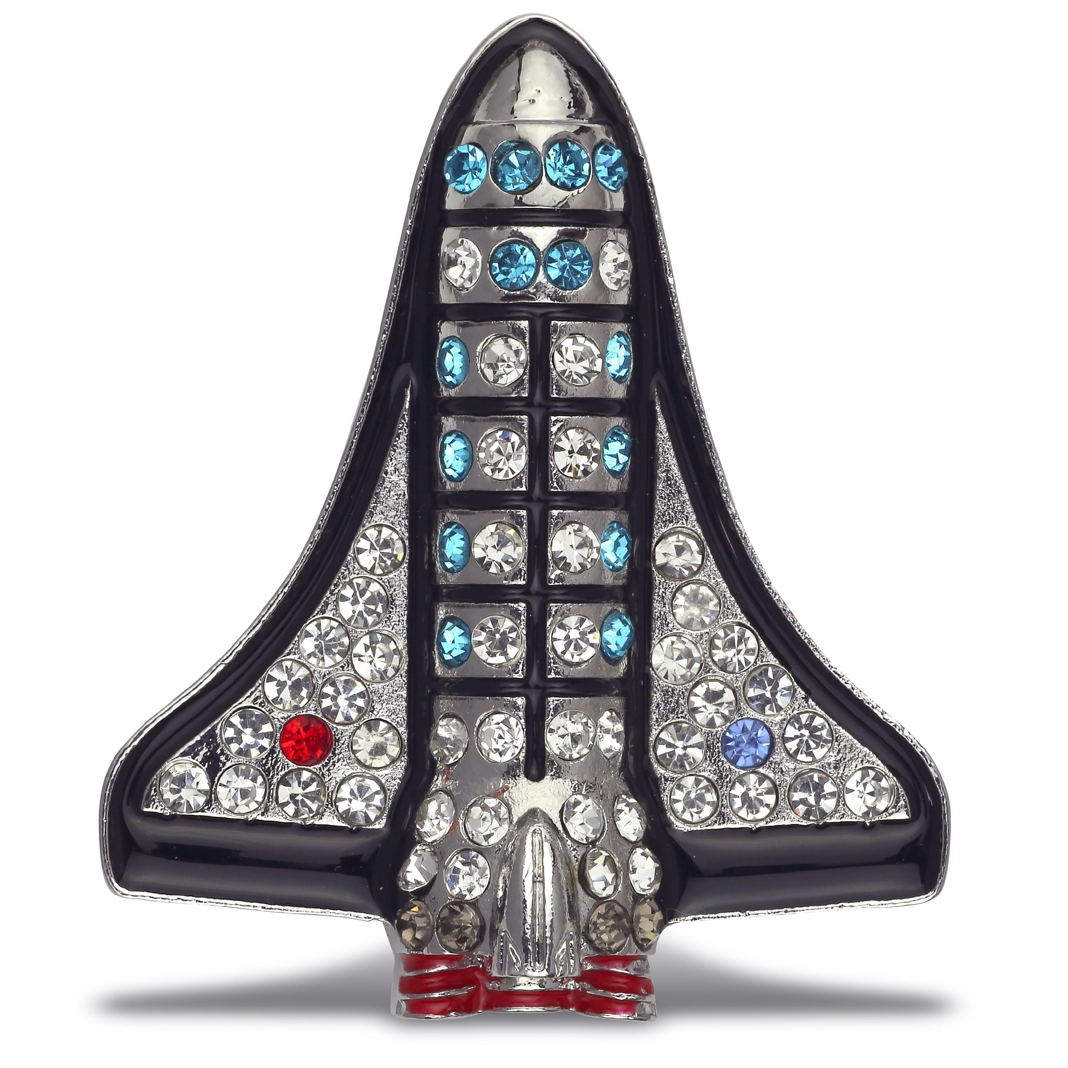 Aqua79 Space Shuttle Sparkling Refrigerator Magnet with Rhinestones - 1.5 inches
