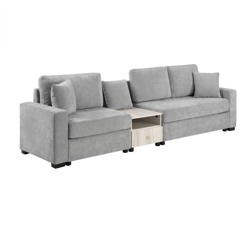 Christopher Knight Home - Havencrest 111.8" Modern Upholstered Modular Sofa with Storage Armrest Center Console