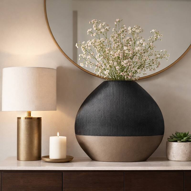 Modern Round Metal Table Vase - Flower Vase